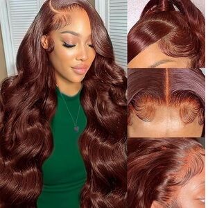 Luxurious Brown Wavy Hair Wig